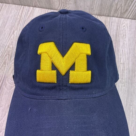 Vintage Y2K Adidas Michigan Wolverines Blue Gold Official Baseball Cap Hat Men's - Picture 5 of 9